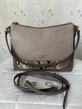 Kate Spade Leather Shoulder Bag with Snake-Print Accent